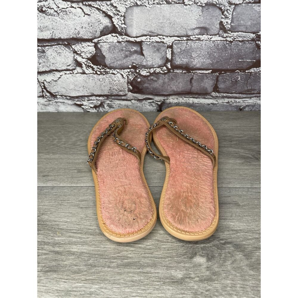 CHANEL Lambskin CC Chain Pink Leather Designer Thong Sandals Women’s Sz 40EU/9.5 - Picture 3 of 16